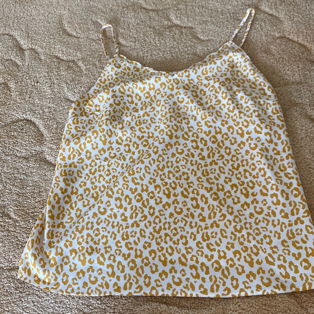Miami womens color yellow and white Cheetah print blouse large